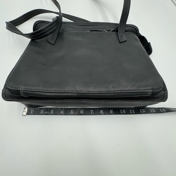 Leather Briefcase Laptop Shoulder Bag Purse Black - Picture 13 of 15